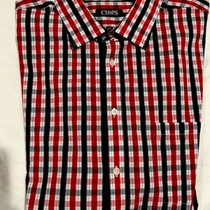 Mens Chaps dress shirt. 17 1/2, 32/33. Never dried in dryer, always hung to dry.